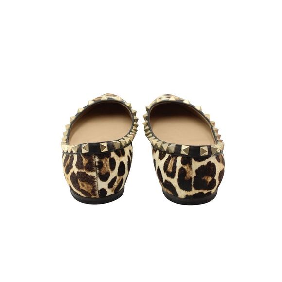 Pre Loved Valentino  Rockstud Ballet Flats in Animal Print Pony Hair - Picture 5 of 6